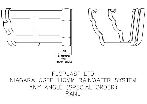 External RAN2 for 110mm Niagara OGEE system WHITE FLOPLAST 90° Angle 