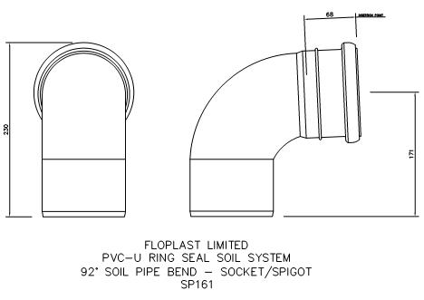 110mm Push Fit Soil Adjustable 0-45 Bend Spigot/Socket Black 